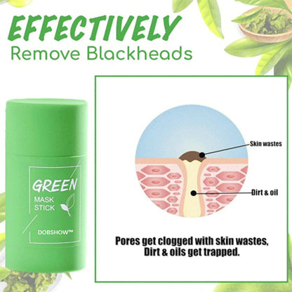 🌿 Dobshow™ Green Tea Clay Mask Stick: 🍃 Tame Oil, Banish Blackheads, and Shrink Pores! ✨💚