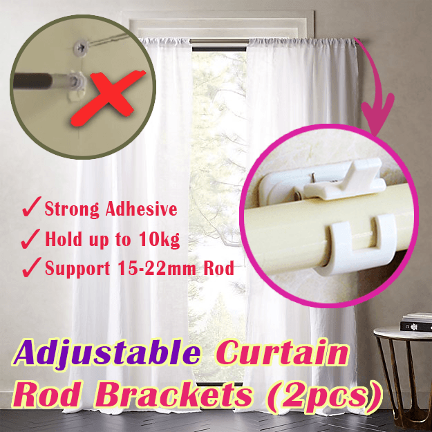 Adjustable Curtain Rod Bracket Holders (2pcs)